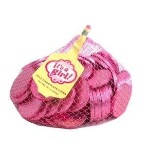 Fort Knox  "It's a girl!" Pink Milk Chocolate Coins 16oz Net